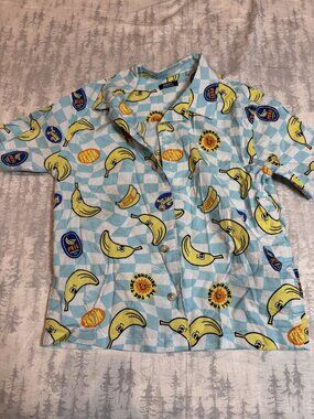 Next Blue Banana Print Short Sleeve Shirt 4-5Y